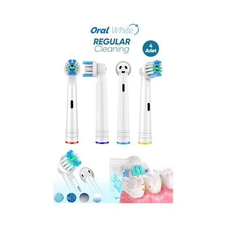 Oral White Regular Cleaning Oral-b Uyumlu 4 Adet Yedek Başlık