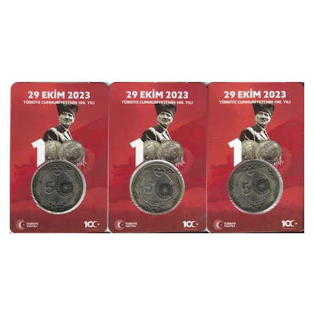 Emir Collection 2023 Cumhuriyet'in 100.yılı Hatıra 5 Lira Özel Kırmızı Kitinde 3 Adet Çil