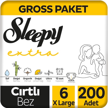 Sleepy Extra Günlük Aktivite Gross Pkt Bebek Bez 6 Beden 200 Adet