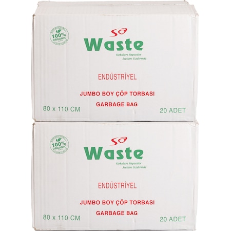 Sa Waste Jumbo Boy Çöp Poşeti 20'li 2 Koli 400 Adet 80 x 110 CM