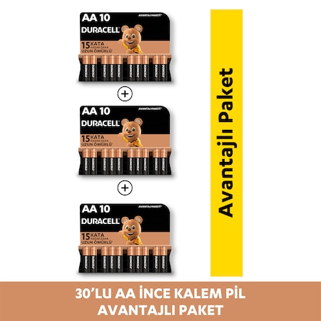 Duracell LR6/MN1500 AA Kalem Pil 10 x 3'lü