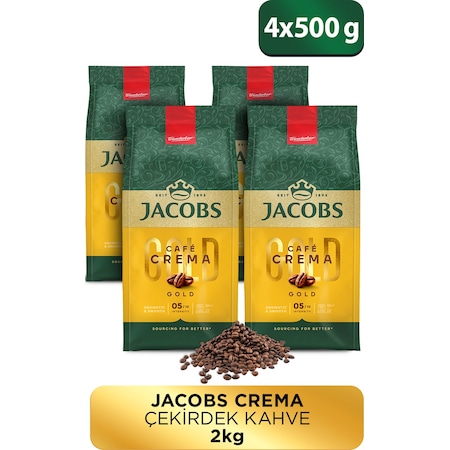 Jacobs Cafe Crema Çekirdek Kahve 4 x 500 G