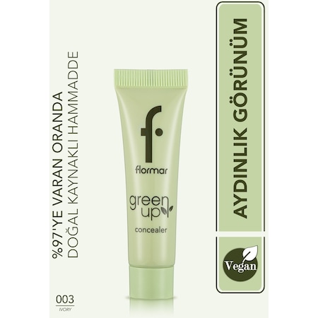 Flormar Nemli ve Aydınlık Görünüm Veren Vegan Likit Kapatıcı - Green Up Concealer -003 IVORY- 4251903322263