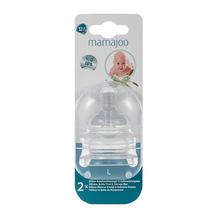 Mamajoo %0 BPA Silikon Biberon Emziği İkili L No.3 12 ay+