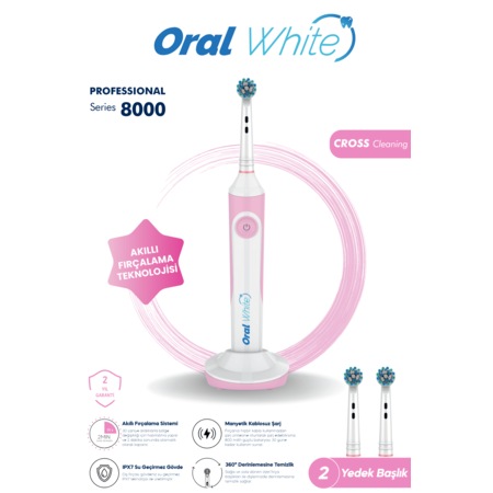 Oral White Professional Series 8000 Şarjlı Diş Fırçası Pembe