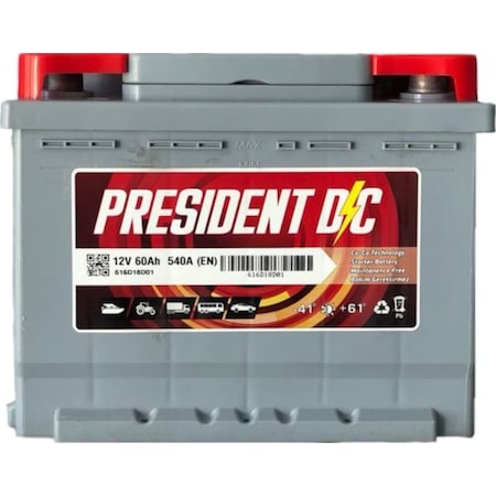 President 12V 60 Amper 540A EN Akü