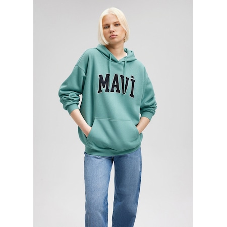 Mavi - Mavi Logo Baskılı Kapüşonlu Yeşil Sweatshirt 1600361-71823