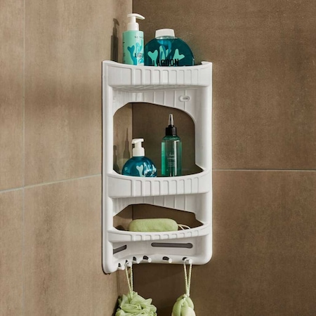 Porsima Köşeli Banyo Duş Düzenleyici Plastik Banyo Rafı