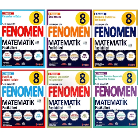 Fenomen 8. Sınıf LGS Matematik 1.2.3.4.5.6 Fasikül (Özetli) Soru Bankası 6 Kitap