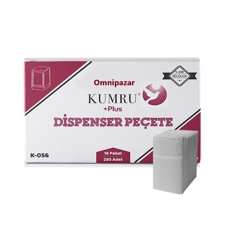 Omnipazar Kumru +Plus Masa Üstü Beyaz Dispenser Peçete 250'li 18 Paket 4500 Ad