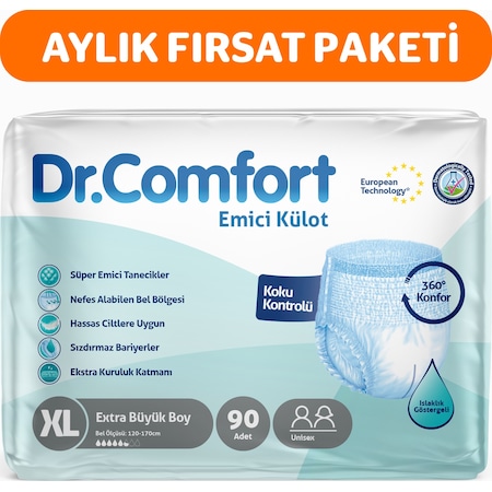 Dr.Comfort Yetişkin Emici Külot Ekstra Büyük Boy XL 3 x 30'Lu 90 Adet