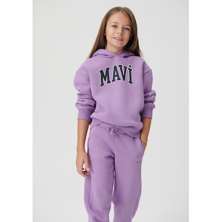 Mavi - Mavi Logo Baskılı Kapüşonlu Mor Sweatshirt 7610035-70586