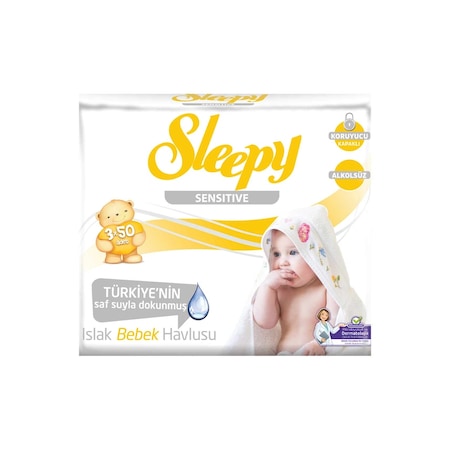 Sleepy Sensitive Hassas Ciltlere Özel Islak Bebek Havlusu 3 X 50'Li