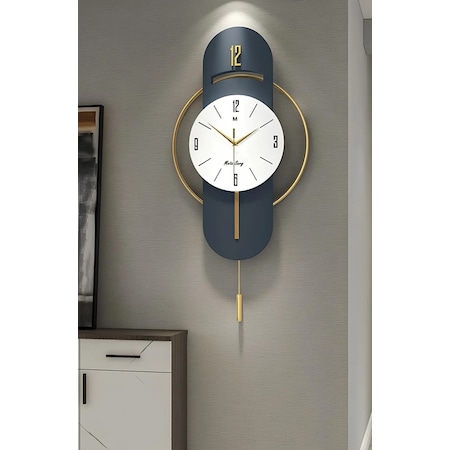 MetaQuartz Aksesuar Exclusive Milano Time Quartz Mekanizmalı Duvar Saati Lacivert - Lake Lacivert