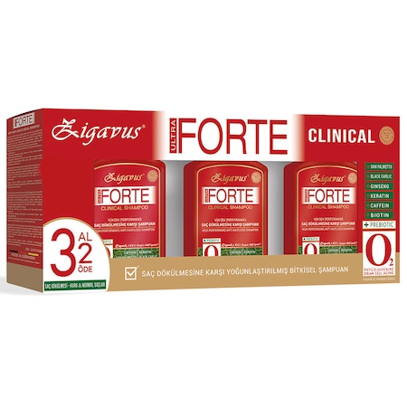 Zigavus Ultra Forte Clinical Saç Dökülmesine Karşı Yoğunlaştırılmış Şampuan 3 x 300 ML