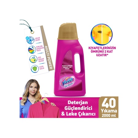 Vanish Kosla Oxi Action Gold Pembe Renkliler için Sıvı Leke Çıkarıcı & Deterjan Güçlendirici 2 L