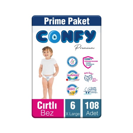 Confy Premium Bebek Bezi 6 Numara XL 108 Adet