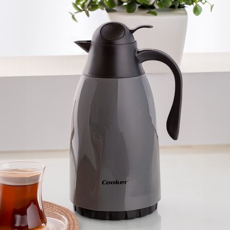 Coocker 2099 Cam Termos - Çay Kahve Keyfi Antrasit 1,3 L