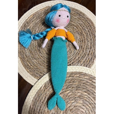 Amigurumi Kız Çocuk Oyuncak Deniz Kızı Bebek 25 CM