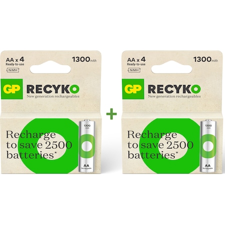 GP ReCyko GP130AAHCEMTR 1300 mAh AA Ni-MH Şarj Edilebilir Kalem Pil 4 x 2'li