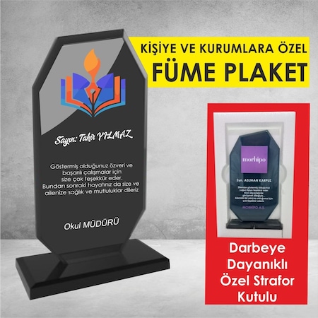 Füme Kristal Plaket - Kişi Ve Kurumlara Özel