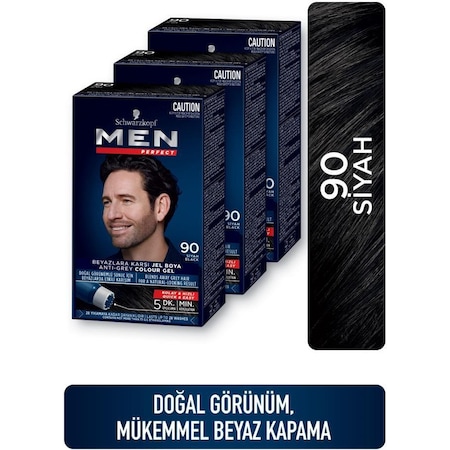 Men Perfect Saç Boyası 90 - Siyah X 3 Adet