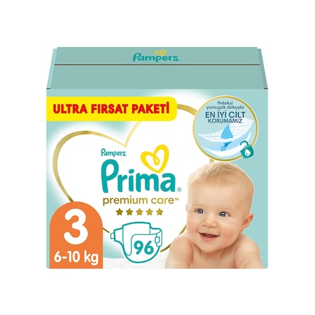 Prima Bebek Bezi Premium Care 3 Beden Fırsat Paketi 96 Adet