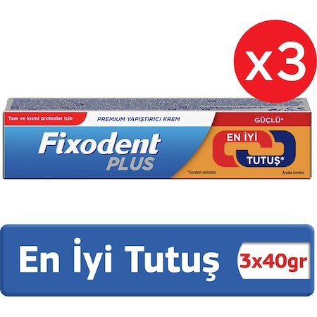 Fixodent Plus En İyi Tutuş Diş Protez Yapıştırıcı Krem 3 x 40 G