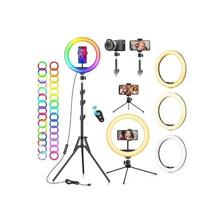 10 Inç 26 Cm Rgb Işıklı Tripod Çok Renkl Led 210 Cm Tripot Youtub