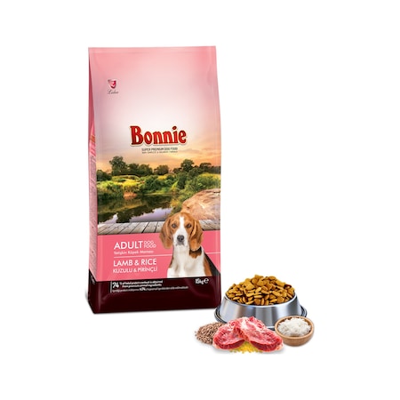 Bonnie Kuzu Etli ve Pirinçli Yetişkin Köpek Maması 15 KG