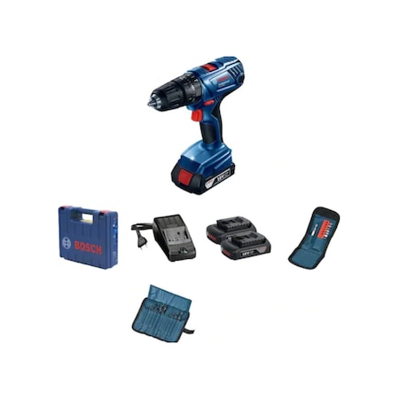 Bosch Professional GSB 180-LI 2.0 Ah Çift Akülü Darbeli Vidalama Makinesi + 23 Parça Set - 06019F8308