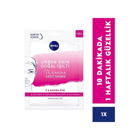 Nivea 10 Dakika Urban Skin Doğal Işıltı Kağıt Yüz Bakım Maskesi