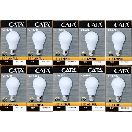 Cata Ct-4266 12w Watt Led Ampul 6500k E27 Duy Beyaz Işık 10 Lu