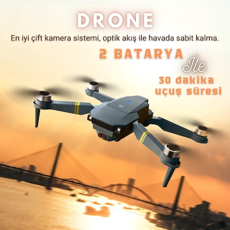 Piha E58 DRONE Yeni Fırçasız Motor 2 Batarya İle 30 DK Uçuş Süresi Hd 720p Çift Kameralı Taşıma Çantalı