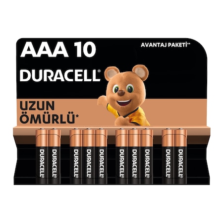 Duracell LR03/MN2400 1.5 V AAA Alkalin İnce Kalem Pil 10’lu