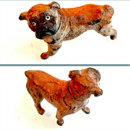 Omeniv Gerçek Antika Bronz Köpek Biblo Heykel 46618103