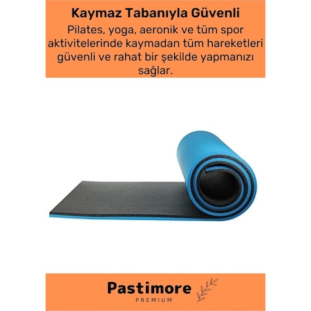 Taşıma Askılı Konfor Modeli Çift Taraflı Kaymaz Yoga Meditasyon Minderi Mavi Siyah Mat