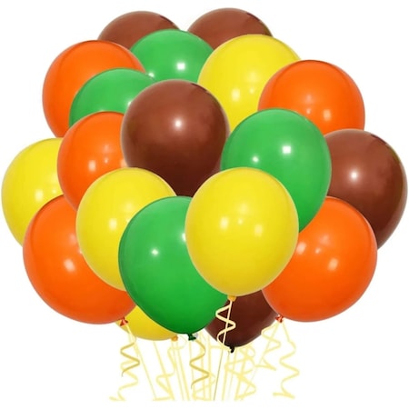 n11 10 Adet Safari Orman Temalı Metalik Balon Sarı-turuncu-kahverengi-yeşil