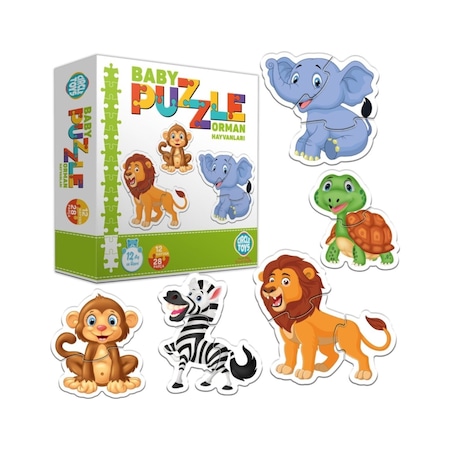 Circle Toys Orman Hayvanları Bebek Puzzle Seti 12 Adet 28 Parça Puzzle