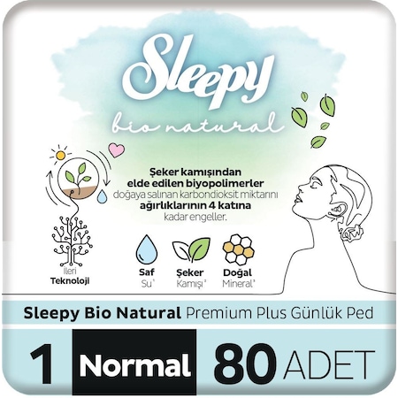 Sleepy Bio Natural Premium Plus Günlük Ped Normal 80 Adet