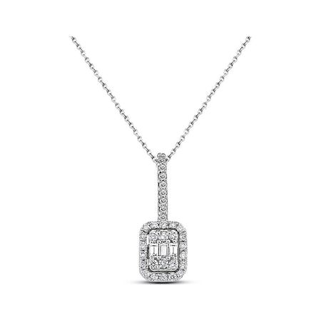 Modern Tasarım 0.22 Ct Baget Kare Tektaş Kolye