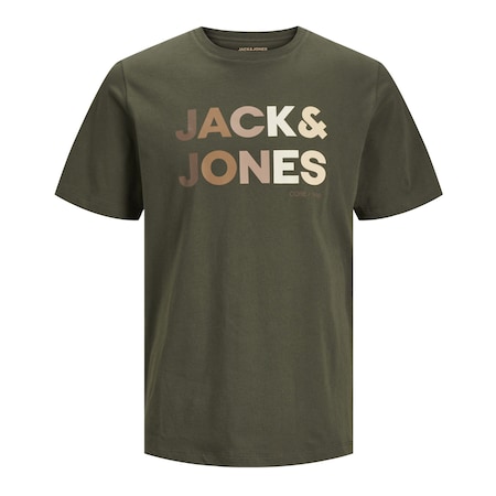 Jack & Jones Renk Geçişli Logo Baskılı Tişört- Forest 12249602 Haki