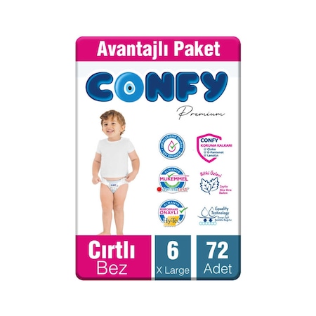 Confy Premium Bebek Bezi 6 Numara XL 72 Adet