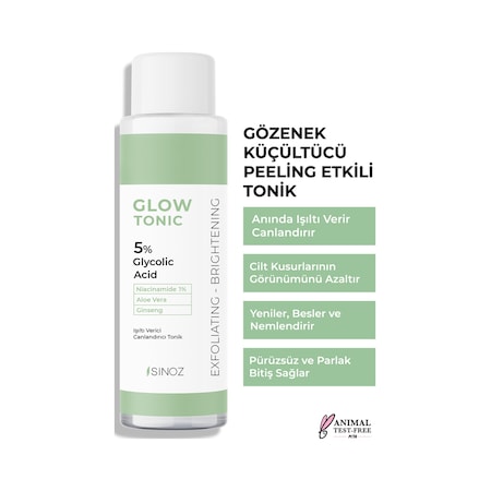 Sinoz %5 Glikolik Asitli Gözenek Sıkılaştırıcı, Peeling Etkili, Arındırıcı Glow Tonik 200 ML