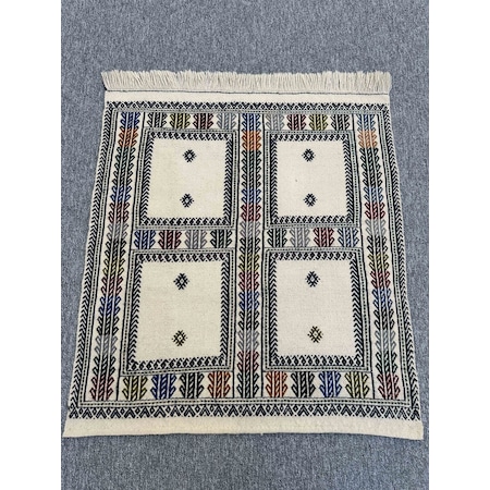 Burak Halı El Dokuma Dekoratif Klasik Model Yün Kilim 90 x 100 CM