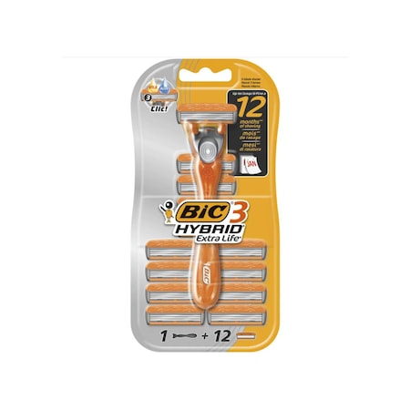 Bic 3 Hybrid Extra Life Tıraş Bıçağı + Yedek Başlık 12'li