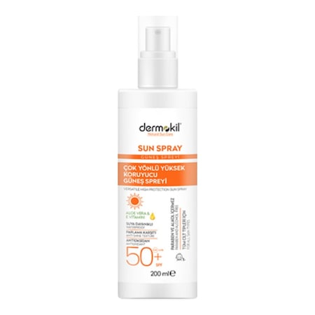 Dermokil Çok Yönlü Yüksek Koruyucu Güneş Spreyi SPF50+ 200 ML