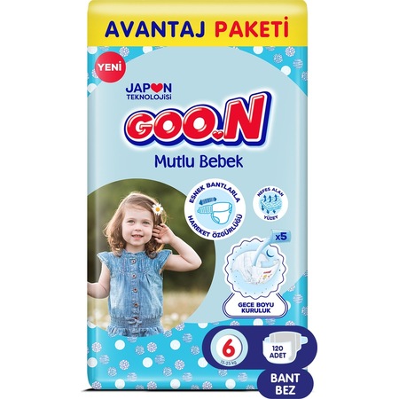 Goo.n Bant Bebek Bezi 6 Numara Avantaj Paketi- 12 Saat Kuruluk - 120 Adet