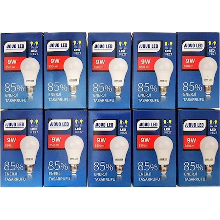 9w E27 Duy Led Ampul Beyaz Renk 6500 Kelvin 850 Lümen 10 Adet