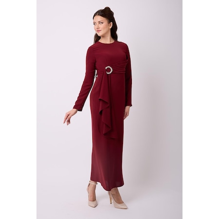 Violevin Er-cool Kadın Tokalı Kalem Elbise 8148-33-bordo
